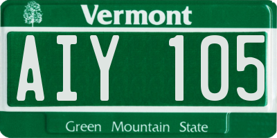 VT license plate AIY105
