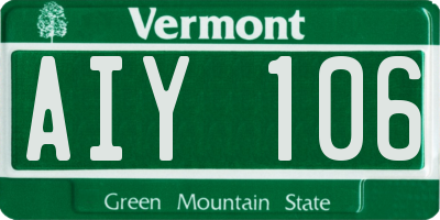 VT license plate AIY106