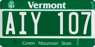VT license plate AIY107