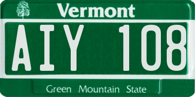 VT license plate AIY108