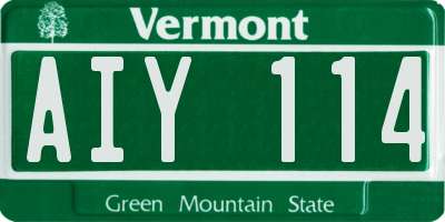 VT license plate AIY114