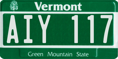 VT license plate AIY117
