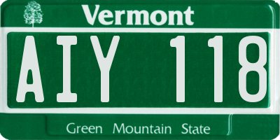 VT license plate AIY118