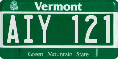 VT license plate AIY121