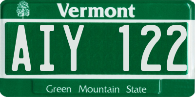 VT license plate AIY122