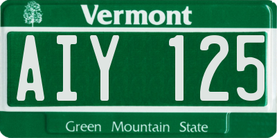 VT license plate AIY125