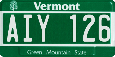 VT license plate AIY126