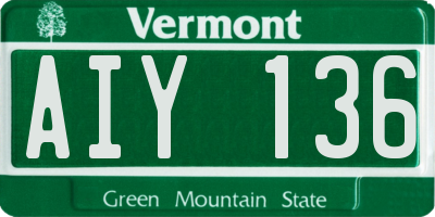 VT license plate AIY136