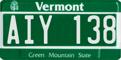 VT license plate AIY138