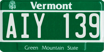 VT license plate AIY139