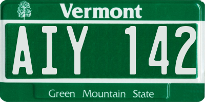 VT license plate AIY142