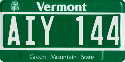 VT license plate AIY144