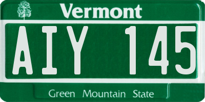 VT license plate AIY145