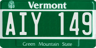 VT license plate AIY149