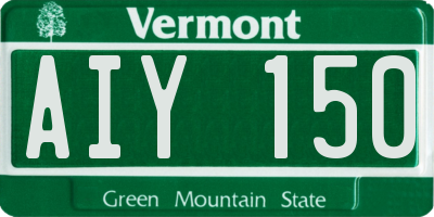 VT license plate AIY150