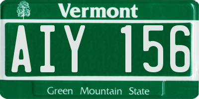 VT license plate AIY156