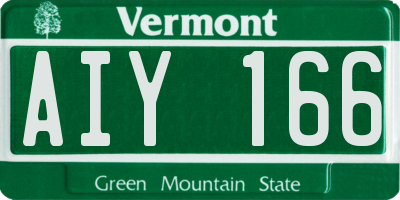 VT license plate AIY166
