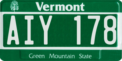 VT license plate AIY178