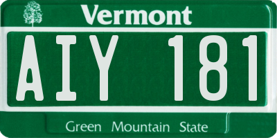 VT license plate AIY181