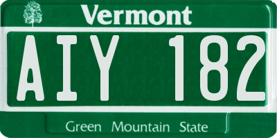 VT license plate AIY182