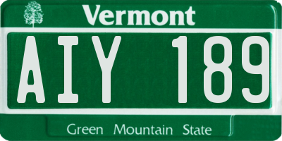 VT license plate AIY189