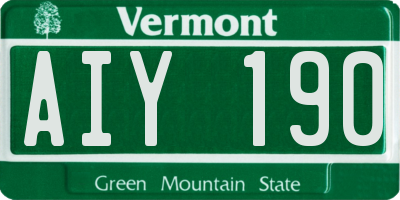 VT license plate AIY190