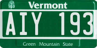 VT license plate AIY193