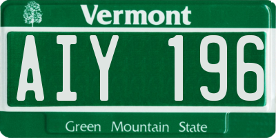 VT license plate AIY196