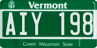 VT license plate AIY198