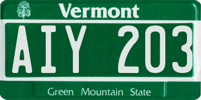 VT license plate AIY203