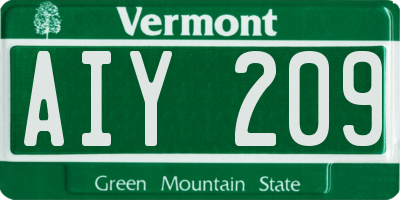 VT license plate AIY209