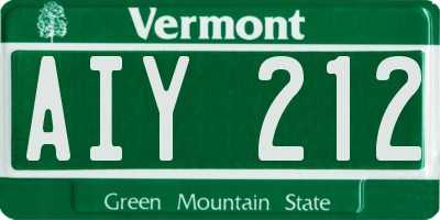 VT license plate AIY212