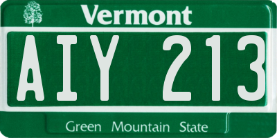 VT license plate AIY213