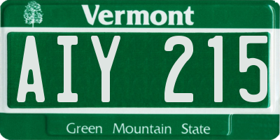 VT license plate AIY215