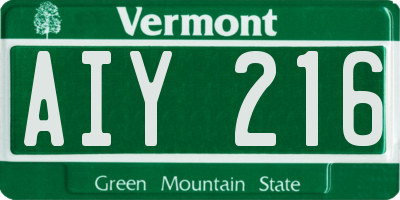 VT license plate AIY216