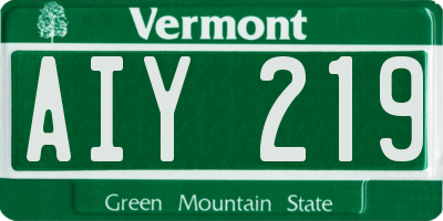 VT license plate AIY219