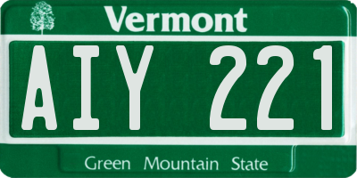 VT license plate AIY221