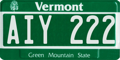 VT license plate AIY222