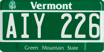 VT license plate AIY226