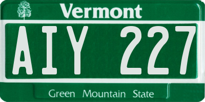 VT license plate AIY227