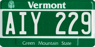 VT license plate AIY229
