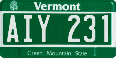 VT license plate AIY231