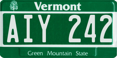 VT license plate AIY242