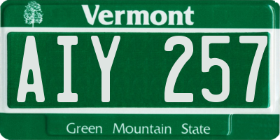 VT license plate AIY257