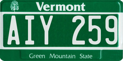 VT license plate AIY259