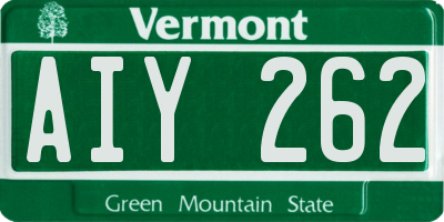 VT license plate AIY262
