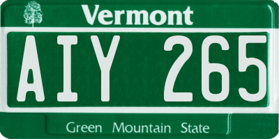 VT license plate AIY265