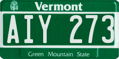 VT license plate AIY273