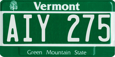 VT license plate AIY275
