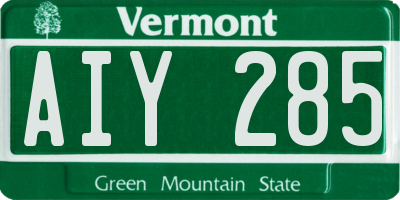 VT license plate AIY285